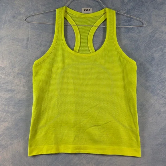 Lululemon Swiftly Tech Racerback Tank Top Neon Yellow Lime Athletic Women Size 2 - Picture 1 of 7
